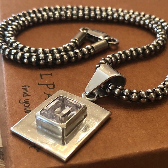 Vintage Silpada Sterling Silver Cubic Zirconia Pendant Popcorn Chain Necklace - Picture 1 of 16